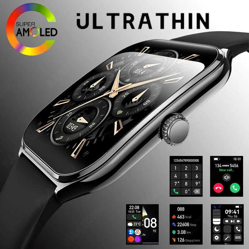 New Ultra Thin Smart Watch men 1.96" AMOLED 360*360 HD