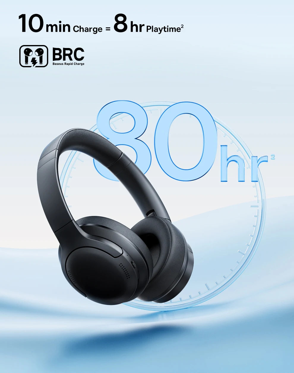 Baseus Wireless Headphones Bluetooth 5.3 HIFI Level Earphone 40mm Driver Foldable Over Ear Headsets 70H Playtime Spatial Audio