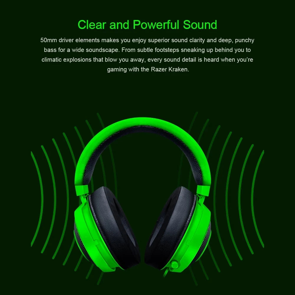 Razer Kraken Pro V2 Gaming Headphone Headset Wired Headphones Microphone 7.0 Surround Sound for Xbox One PS4 Gamer Earphone