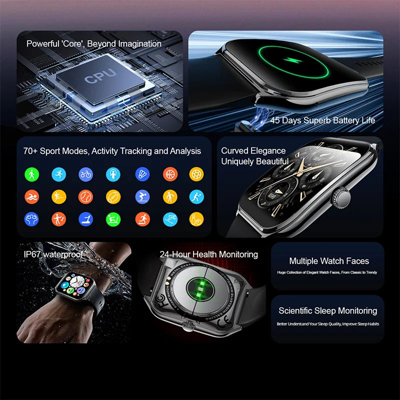 New Ultra Thin Smart Watch men 1.96" AMOLED 360*360 HD