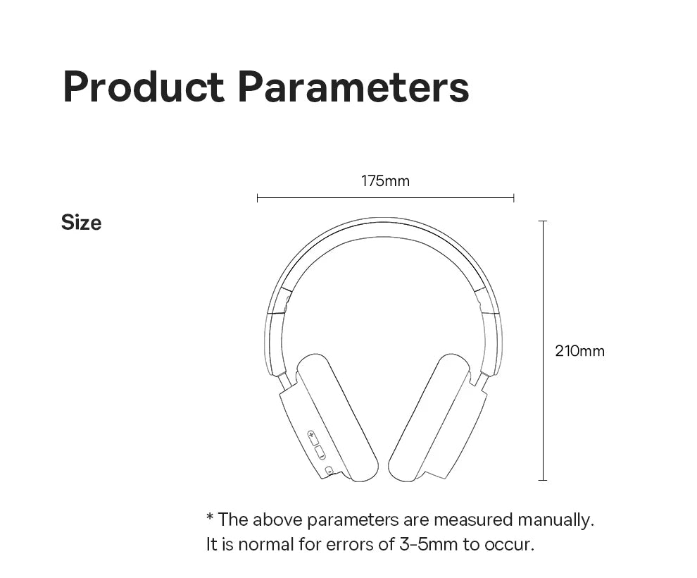 Baseus Wireless Headphones Bluetooth 5.3 HIFI Level Earphone 40mm Driver Foldable Over Ear Headsets 70H Playtime Spatial Audio