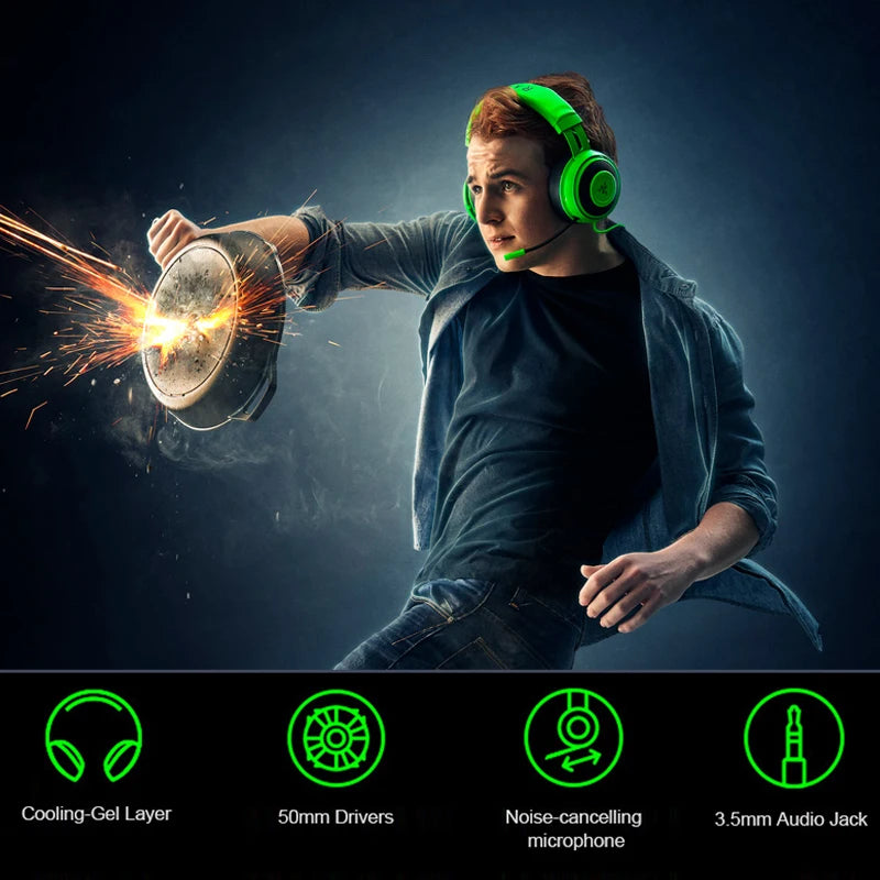 Razer Kraken Pro V2 Gaming Headphone Headset Wired Headphones Microphone 7.0 Surround Sound for Xbox One PS4 Gamer Earphone
